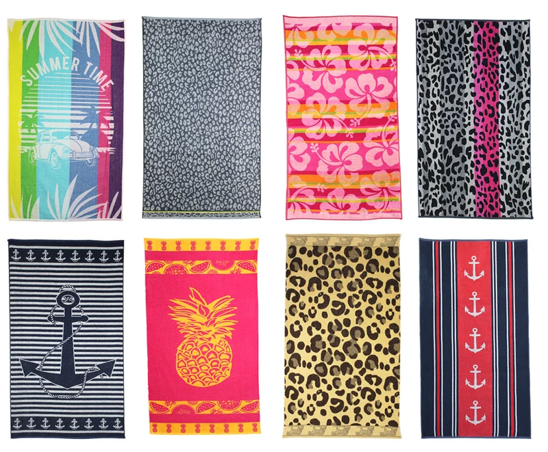 P.K. Collection Strandtuch 90x165 cm Badetuch Strandlaken 100% Baumwolle Velours Frottee