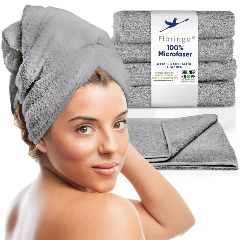 Floringo 5er Pack Microfaser Friseur Handtücher mit saugstarker Oberfläche