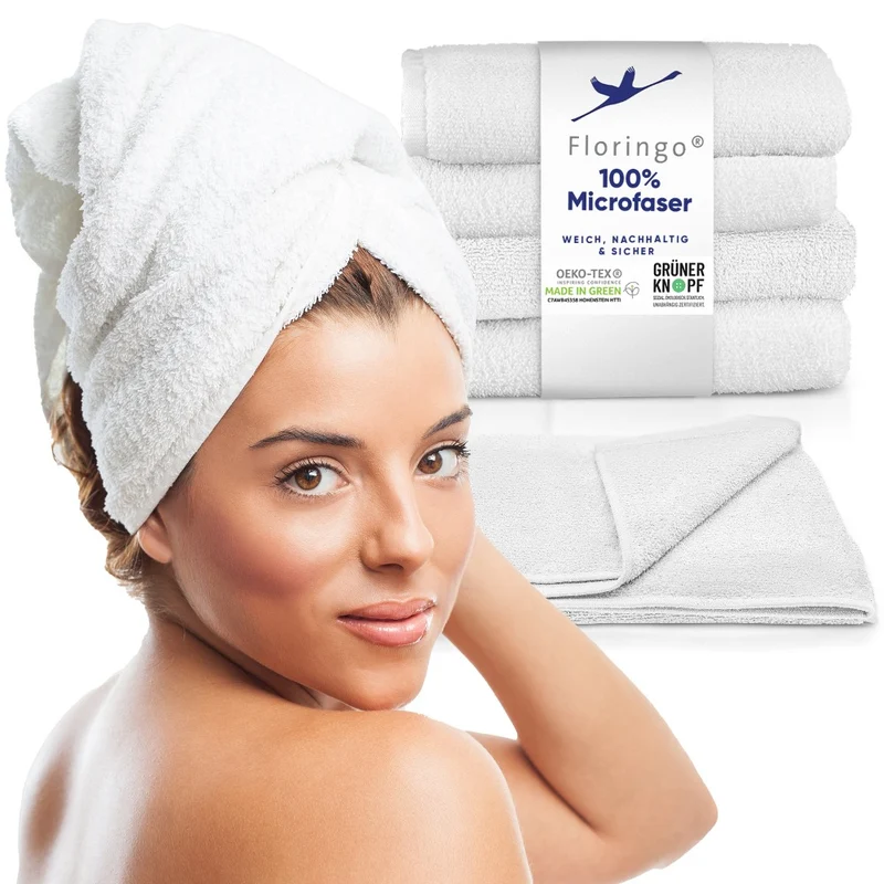Floringo 5er Pack Microfaser Friseur Handtücher mit saugstarker Oberfläche