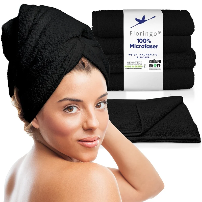 Floringo 5er Pack Microfaser Friseur Handtücher mit saugstarker Oberfläche