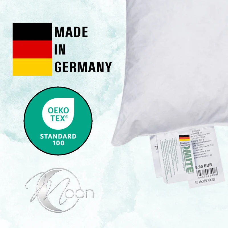 MOON 2er Pack Luxury Gänsefeder Füllkissen Innenkissen 90% Feder 10% Daune fest