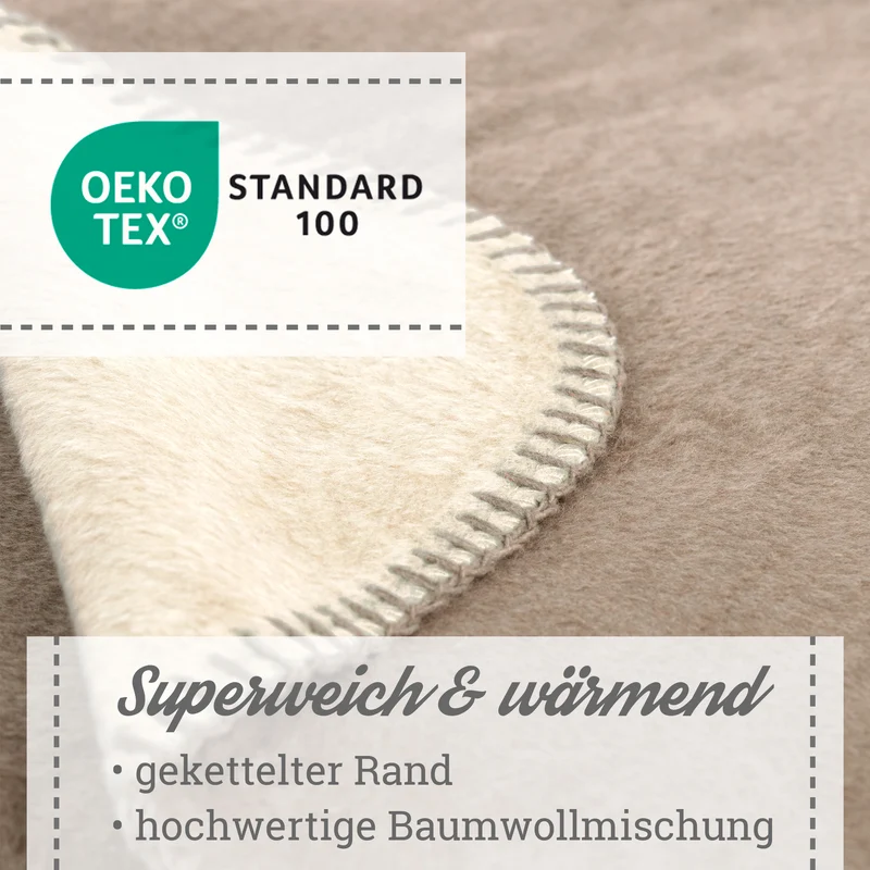 Moon Doubleface Kuscheldecke Wohndecke Baumwollmix ca 220x240cm gekettelter Rand