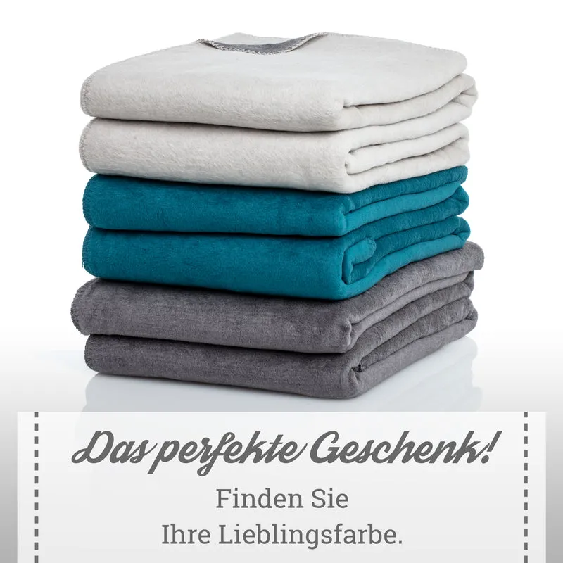 Moon Doubleface Kuscheldecke Wohndecke Baumwollmix ca 220x240cm gekettelter Rand