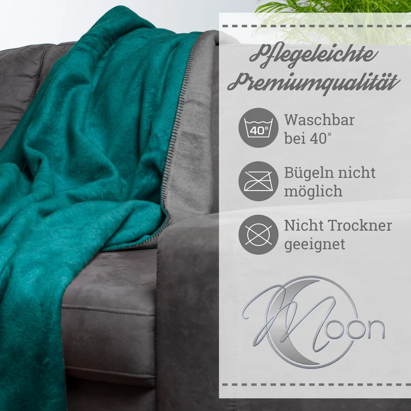 Moon Doubleface Kuscheldecke Wohndecke Baumwollmix ca 220x240cm gekettelter Rand