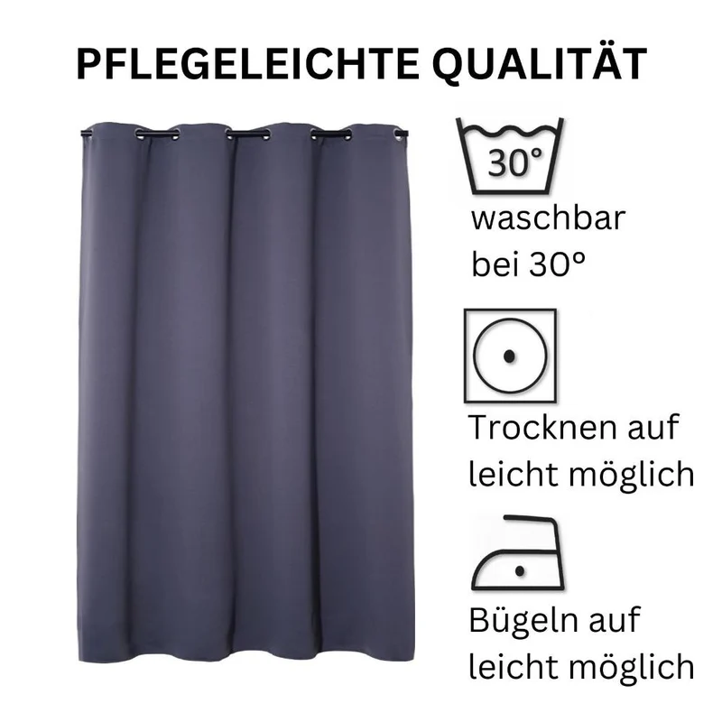 2er Pack Verdunklungsvorhang Ösenvorhang 140x245cm 100% Polyester Midnight