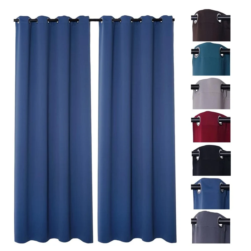 2er Pack Verdunklungsvorhang Ösenvorhang 140x245cm 100% Polyester Midnight