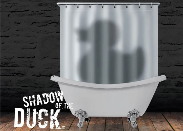 Duschvorhang der Schatten der Ente - die große Bedrohung unter der Dusche