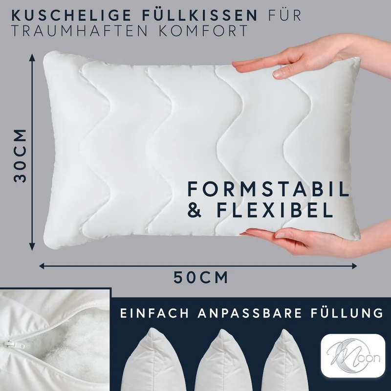 MOON Feeling 4er Pack Füllkissen versteppt Sofakissen extra fest Reißverschluss
