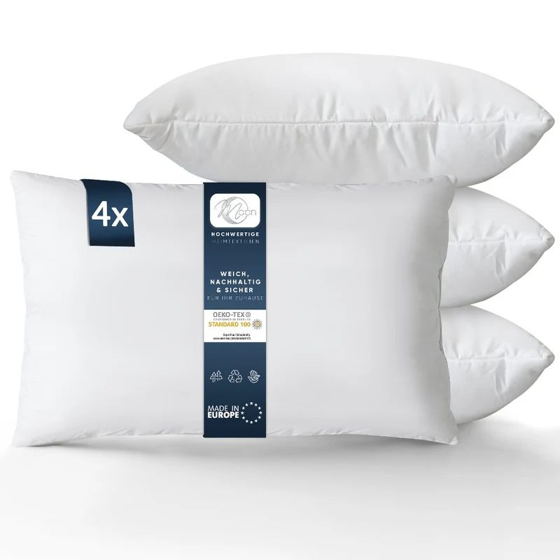 MOON Luxury Perkal 4er Pack Füllkissen Innenkissen Sofakissen extra fest gefüllt 100% Baumwolle