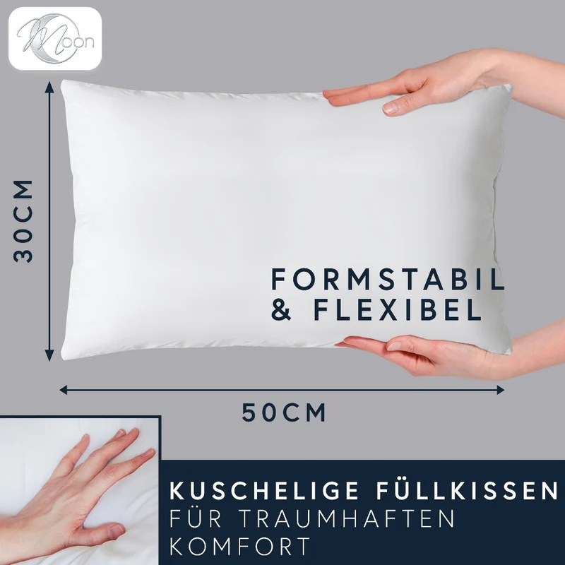 MOON Luxury Perkal 4er Pack Füllkissen Innenkissen Sofakissen extra fest gefüllt 100% Baumwolle