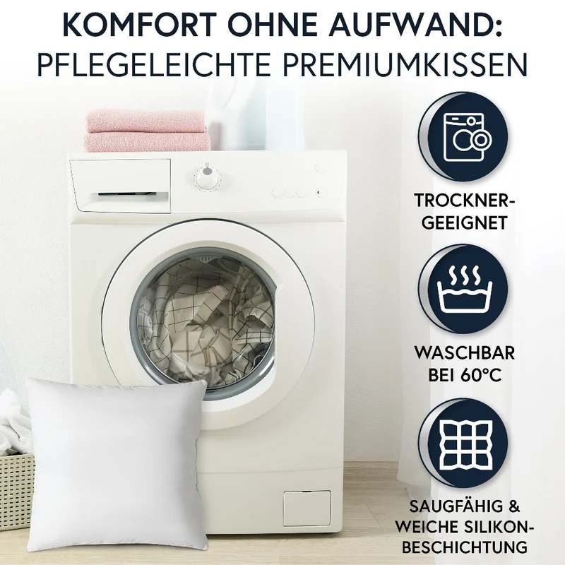 MOON Luxury Perkal 4er Pack Füllkissen Innenkissen Sofakissen extra fest gefüllt 100% Baumwolle