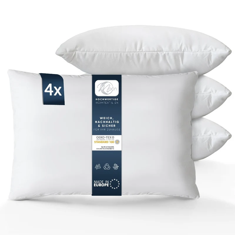 MOON Luxury Perkal 4er Pack Füllkissen Innenkissen Sofakissen extra fest gefüllt 100% Baumwolle