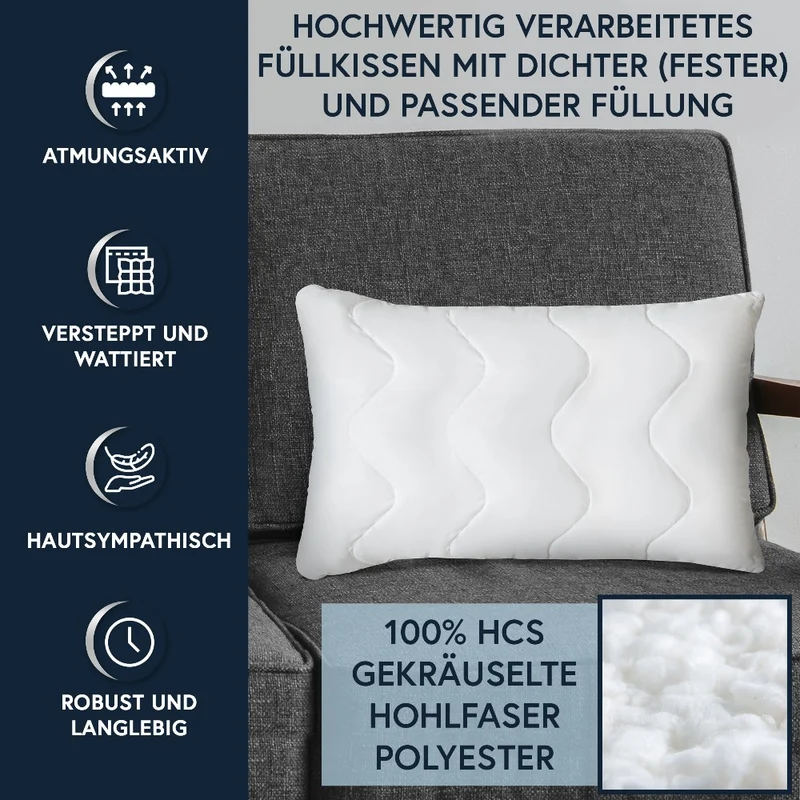 MOON Feeling 2er Pack Füllkissen versteppt Innenkissen Sofakissen extra fest mit Reißverschluss 95° waschbar