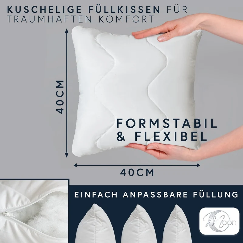 MOON Feeling 2er Pack Füllkissen versteppt Innenkissen Sofakissen extra fest mit Reißverschluss 95° waschbar