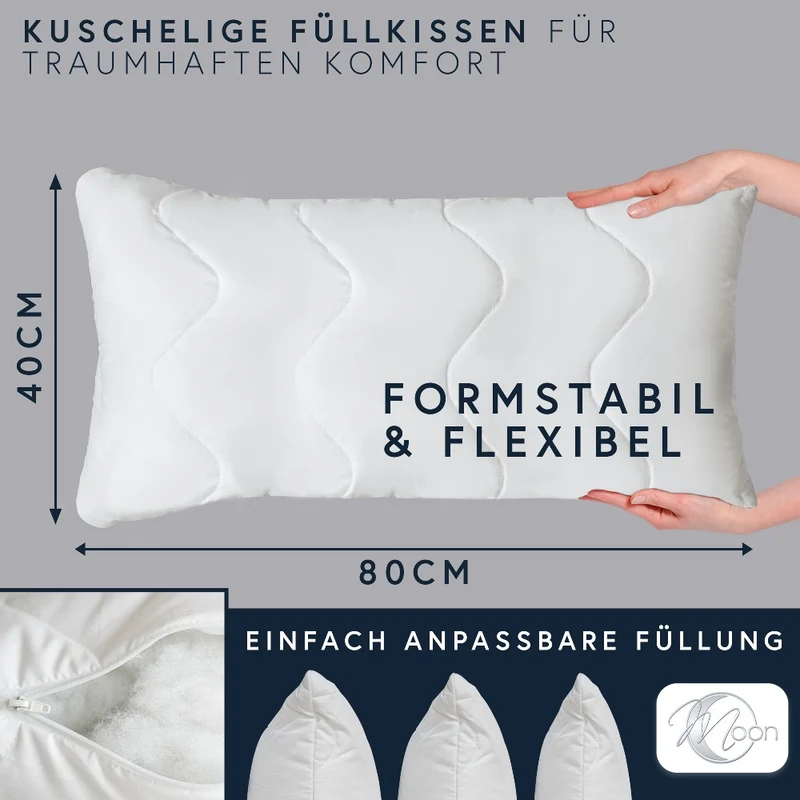 MOON Feeling 2er Pack Füllkissen versteppt Innenkissen Sofakissen extra fest mit Reißverschluss 95° waschbar