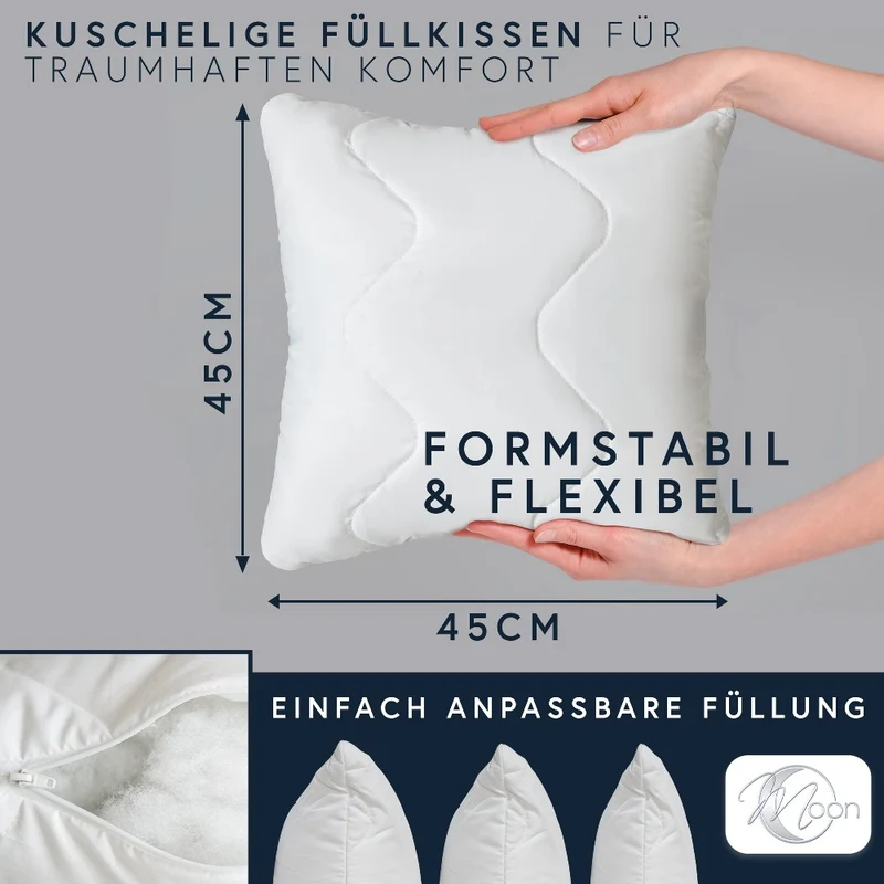 MOON Feeling 2er Pack Füllkissen versteppt Innenkissen Sofakissen extra fest mit Reißverschluss 95° waschbar