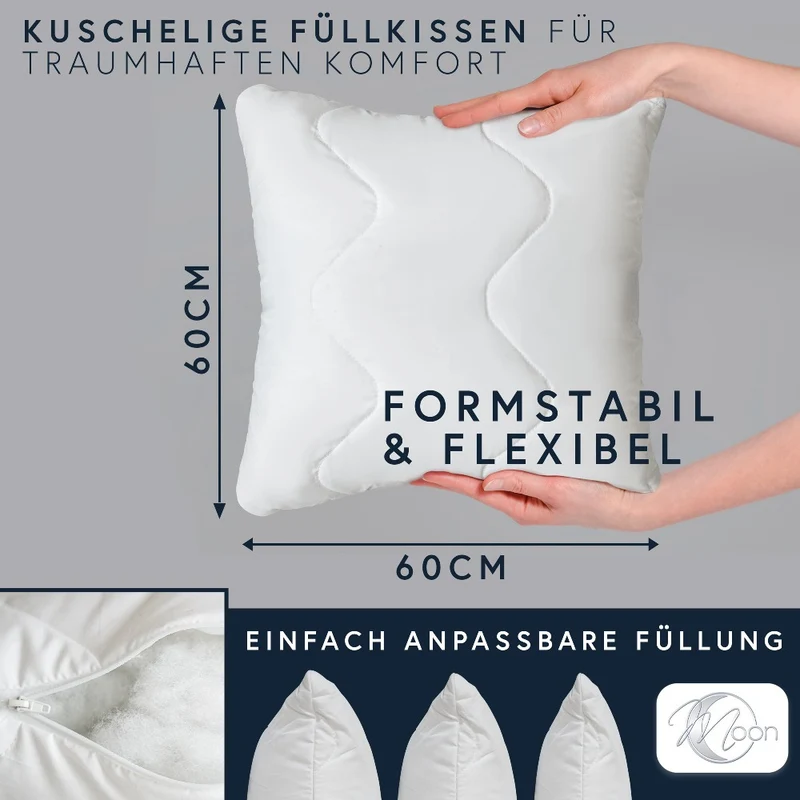 MOON Feeling 2er Pack Füllkissen versteppt Innenkissen Sofakissen extra fest mit Reißverschluss 95° waschbar