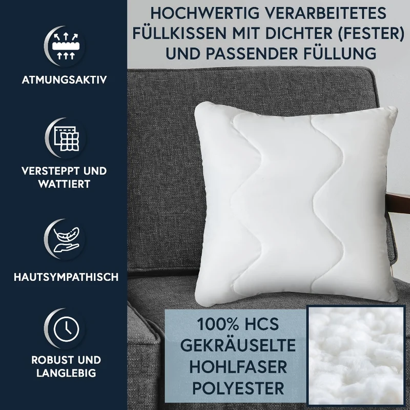 MOON Feeling 2er Pack Füllkissen versteppt Innenkissen Sofakissen extra fest mit Reißverschluss 95° waschbar