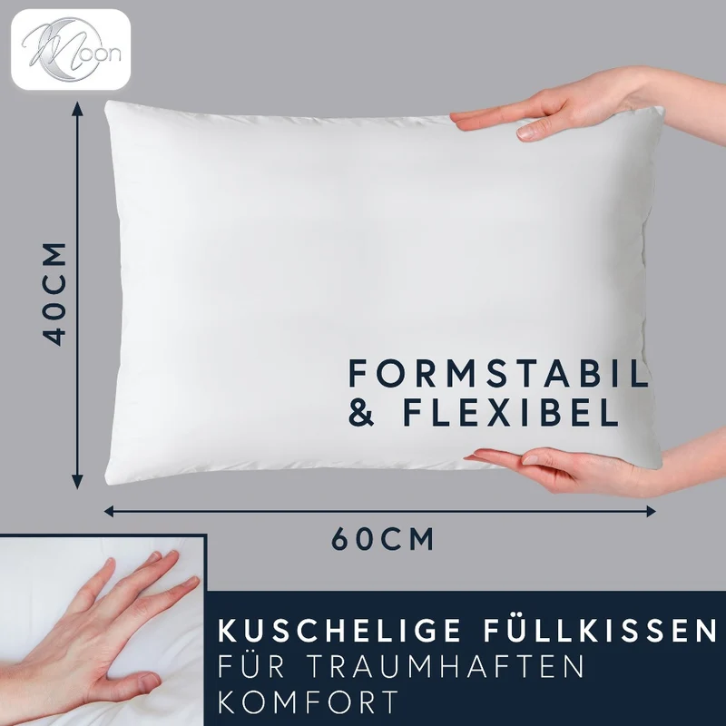 MOON Luxury Perkal 2er Pack Füllkissen Innenkissen Sofakissen extra fest gefüllt 100% Baumwolle