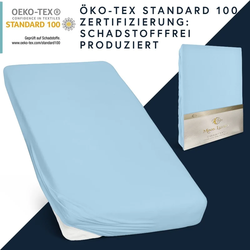 Moon-Luxury Topper Spannbettlaken Jersey 97% Mako-Baumwolle 3% Elastan, 230g/m²