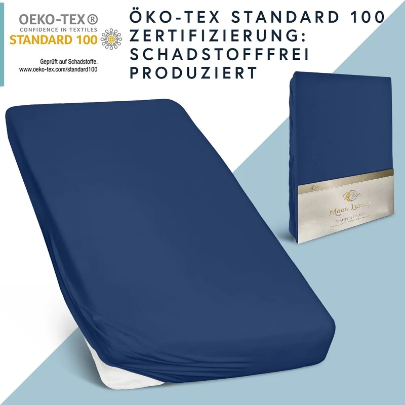 Moon-Luxury Topper Spannbettlaken Jersey 97% Mako-Baumwolle 3% Elastan, 230g/m²