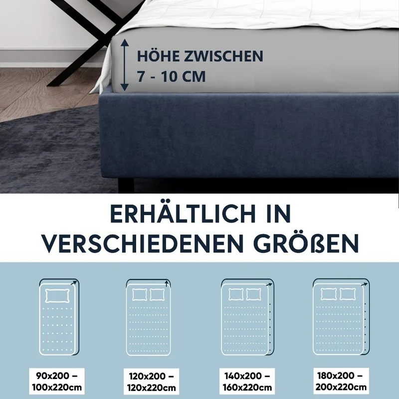 Moon-Luxury Topper Spannbettlaken Jersey 97% Mako-Baumwolle 3% Elastan, 230g/m²