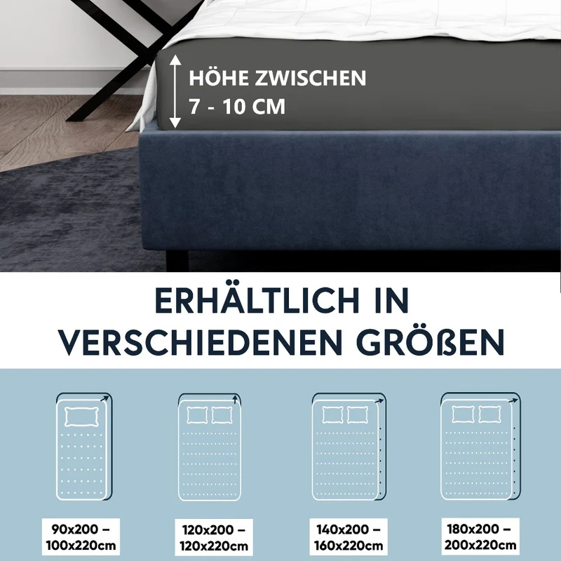 Moon-Luxury Topper Spannbettlaken Jersey 97% Mako-Baumwolle 3% Elastan, 230g/m²