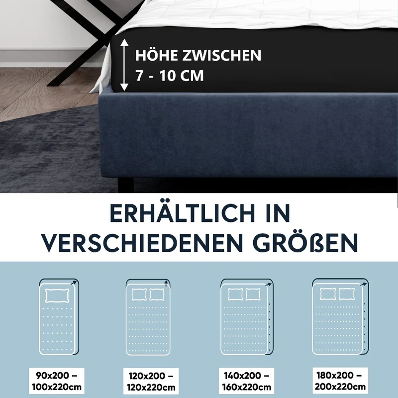 Moon-Luxury Topper Spannbettlaken Jersey 97% Mako-Baumwolle 3% Elastan, 230g/m²