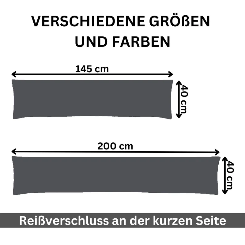 2er Pack MOON-Luxury Linon Kissenbezug 40x145 40x200 Baumwolle Seitenschläfer