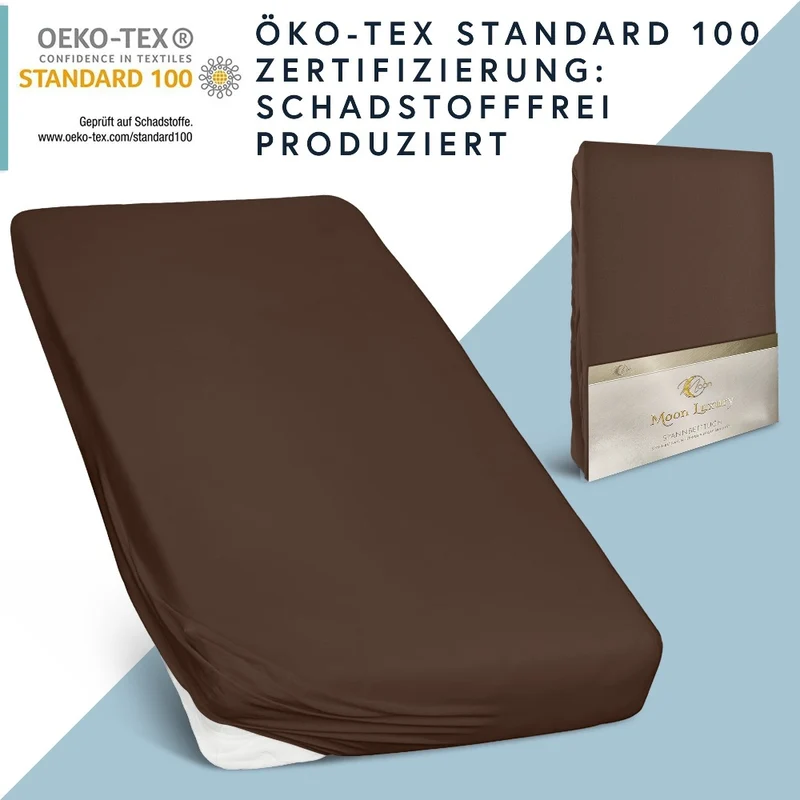 MOON-Luxury Spannbettlaken Jersey Stretch 230g/m² 97% Mako-Baumwolle 3% Elastan