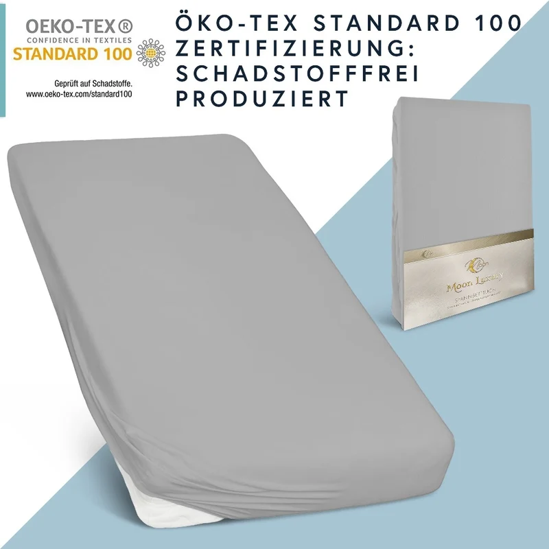 MOON-Luxury Spannbettlaken Jersey Stretch 230g/m² 97% Mako-Baumwolle 3% Elastan