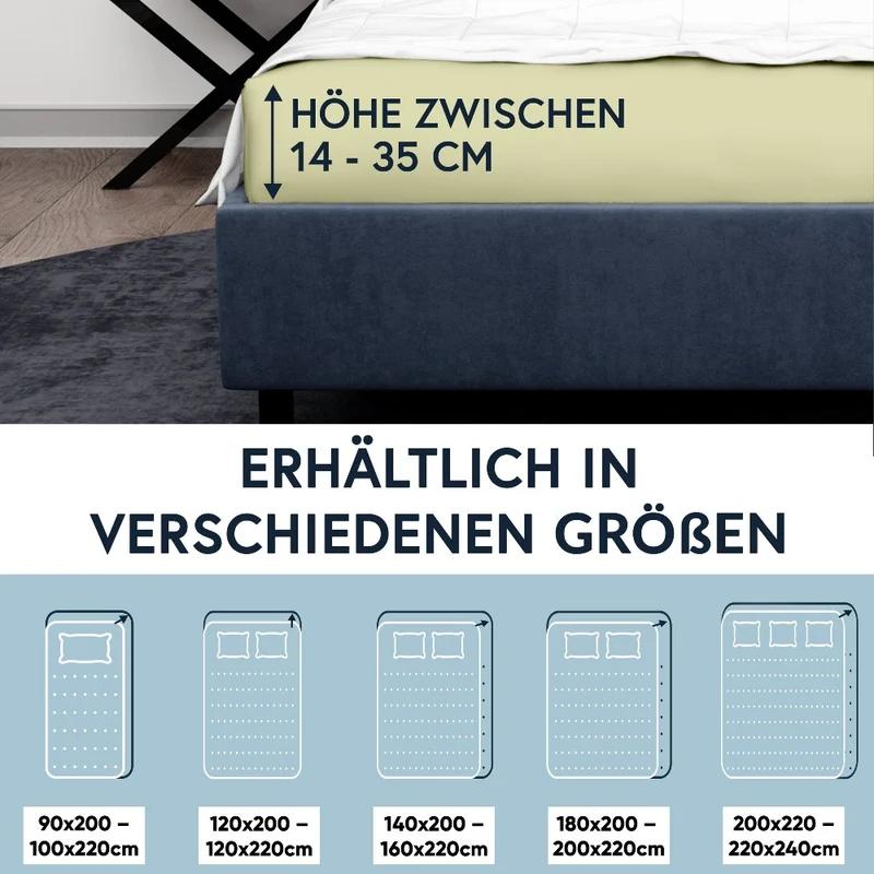 MOON-Luxury Spannbettlaken Jersey Stretch 230g/m² 97% Mako-Baumwolle 3% Elastan
