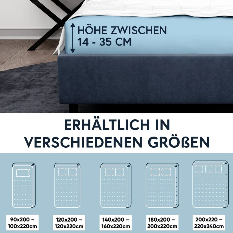 MOON-Luxury Spannbettlaken Jersey Stretch 230g/m² 97% Mako-Baumwolle 3% Elastan