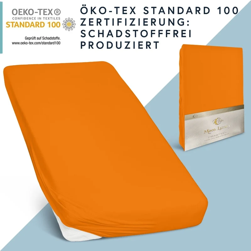 MOON-Luxury Spannbettlaken Jersey Stretch 230g/m² 97% Mako-Baumwolle 3% Elastan