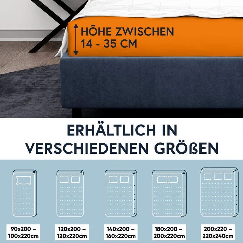 MOON-Luxury Spannbettlaken Jersey Stretch 230g/m² 97% Mako-Baumwolle 3% Elastan