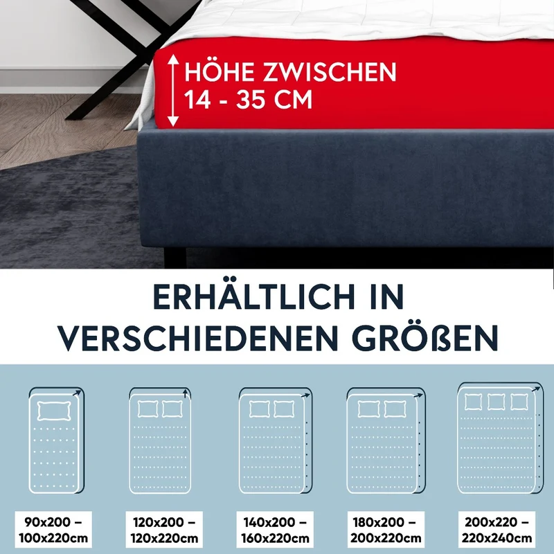 MOON-Luxury Spannbettlaken Jersey Stretch 230g/m² 97% Mako-Baumwolle 3% Elastan