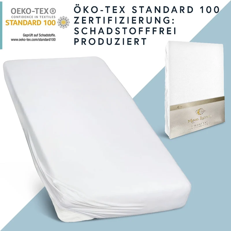 MOON-Luxury Spannbettlaken Jersey Stretch 230g/m² 97% Mako-Baumwolle 3% Elastan
