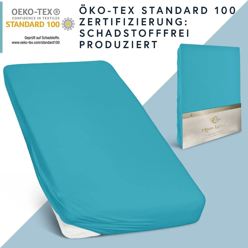 MOON-Luxury Spannbettlaken Jersey Stretch 230g/m² 97% Mako-Baumwolle 3% Elastan