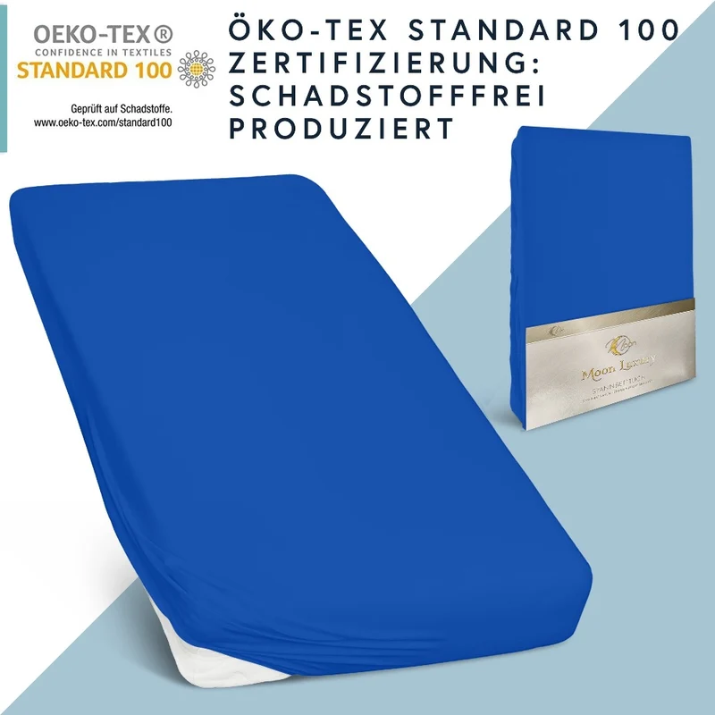 MOON-Luxury Spannbettlaken Jersey Stretch 230g/m² 97% Mako-Baumwolle 3% Elastan