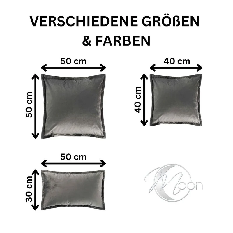 2er Pack Kissenhülle 50x50 cm Kissenbezug Reißverschluss edle Samt Optik Moon