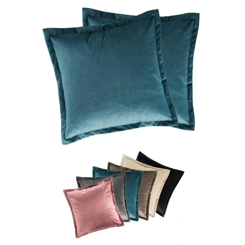 2er Pack Kissenhülle 50x50 cm Kissenbezug Reißverschluss edle Samt Optik Moon