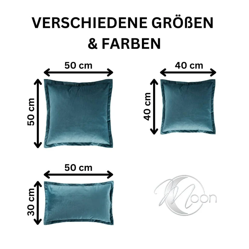 2er Pack Kissenhülle 50x50 cm Kissenbezug Reißverschluss edle Samt Optik Moon