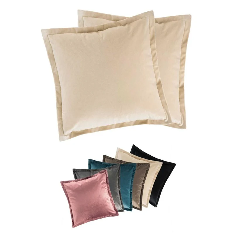 2er Pack Kissenhülle 50x50 cm Kissenbezug Reißverschluss edle Samt Optik Moon