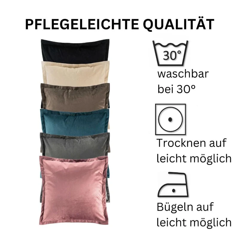 2er Pack Kissenhülle 50x50 cm Kissenbezug Reißverschluss edle Samt Optik Moon