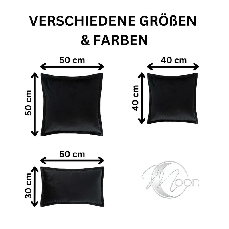 2er Pack Kissenhülle 50x50 cm Kissenbezug Reißverschluss edle Samt Optik Moon