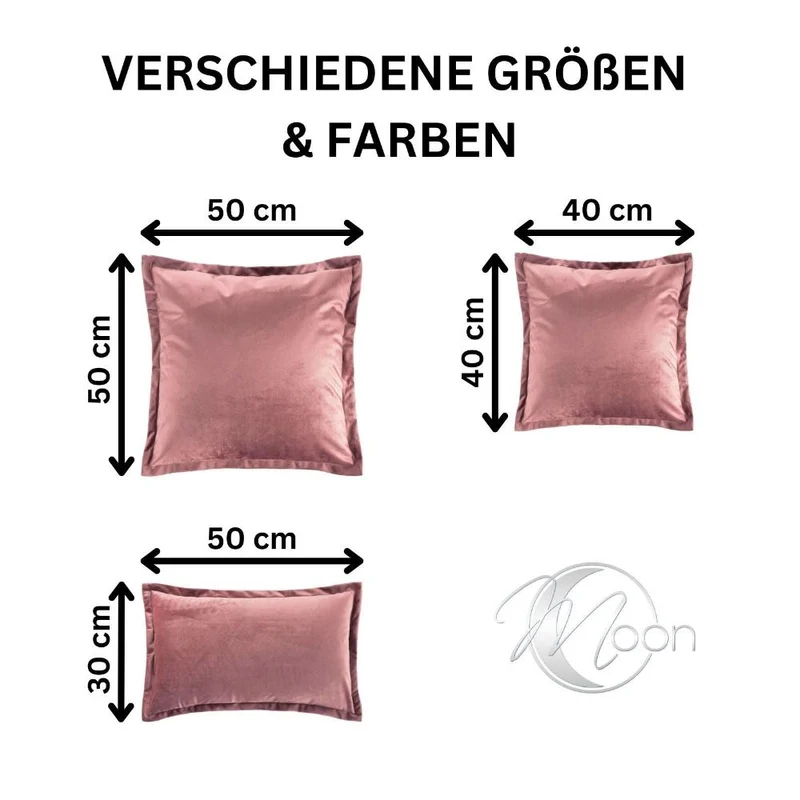 2er Pack Kissenhülle 50x50 cm Kissenbezug Reißverschluss edle Samt Optik Moon