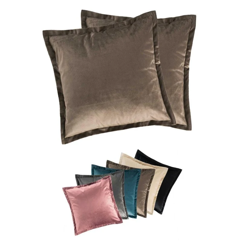 2er Pack Kissenhülle 50x50 cm Kissenbezug Reißverschluss edle Samt Optik Moon