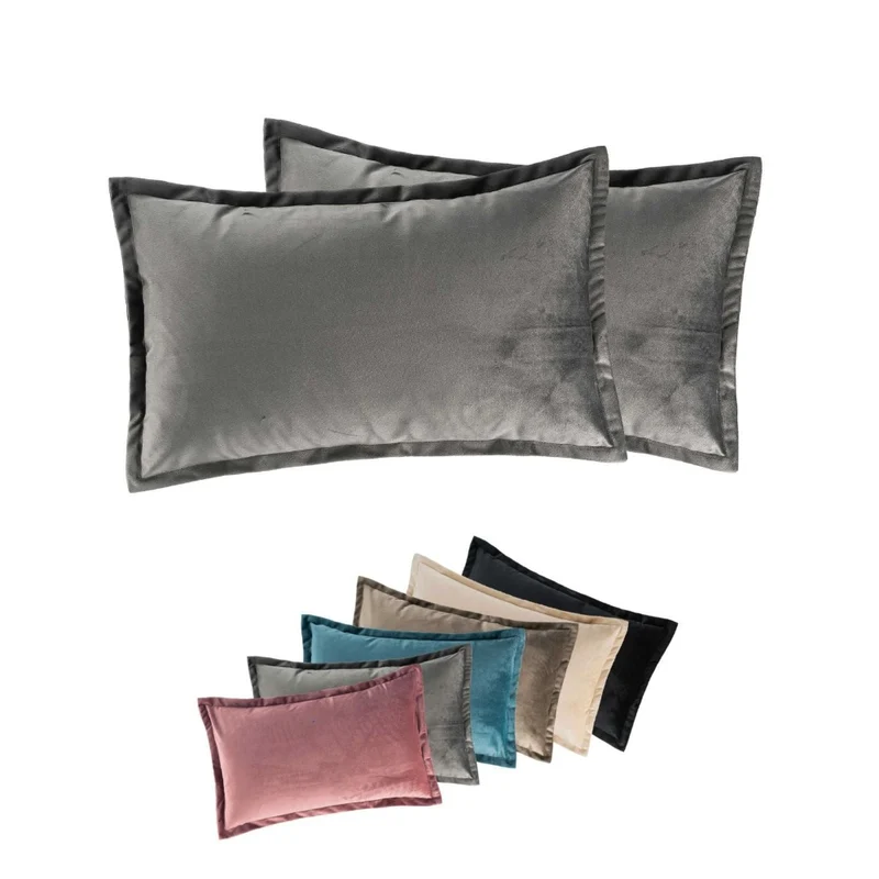 2er Pack Kissenhüllen 30x50 cm Kissenbezüge in edler Samt Optik Moon Flora