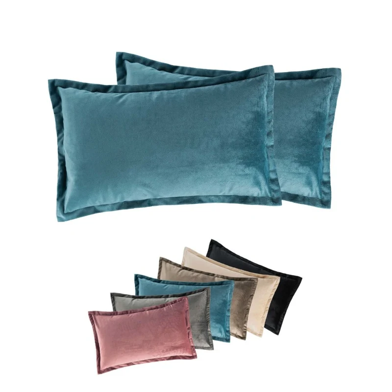 2er Pack Kissenhüllen 30x50 cm Kissenbezüge in edler Samt Optik Moon Flora