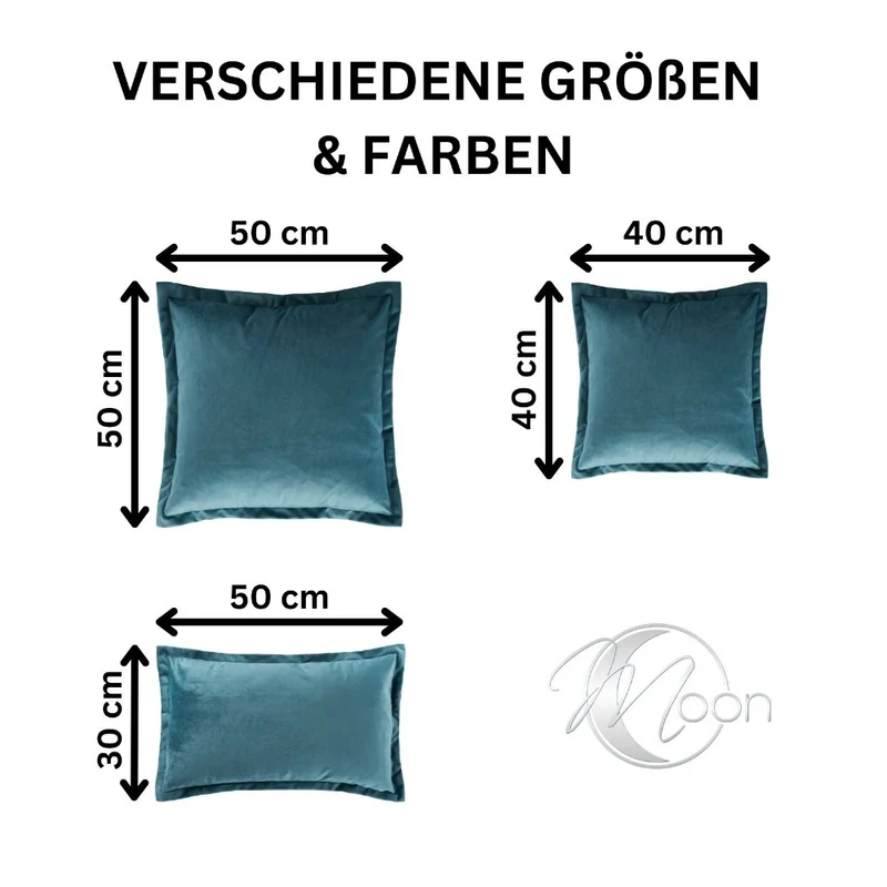 2er Pack Kissenhüllen 30x50 cm Kissenbezüge in edler Samt Optik Moon Flora